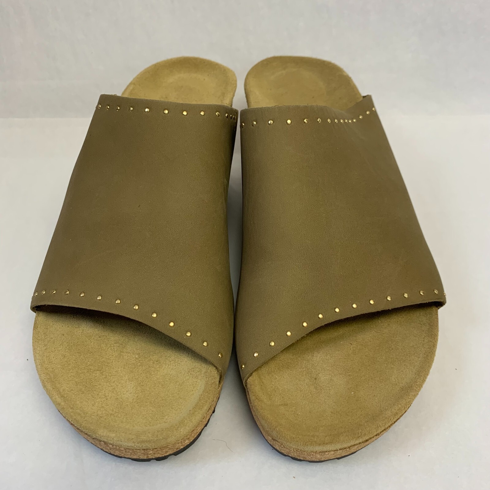Birkenstock New with Box Papillio Namica Mud Green Rivets Nubuck Leather Narrow