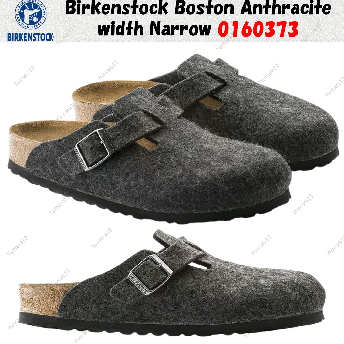 Birkenstock Boston Anthracite width Narrow 0160373  Unisex Size