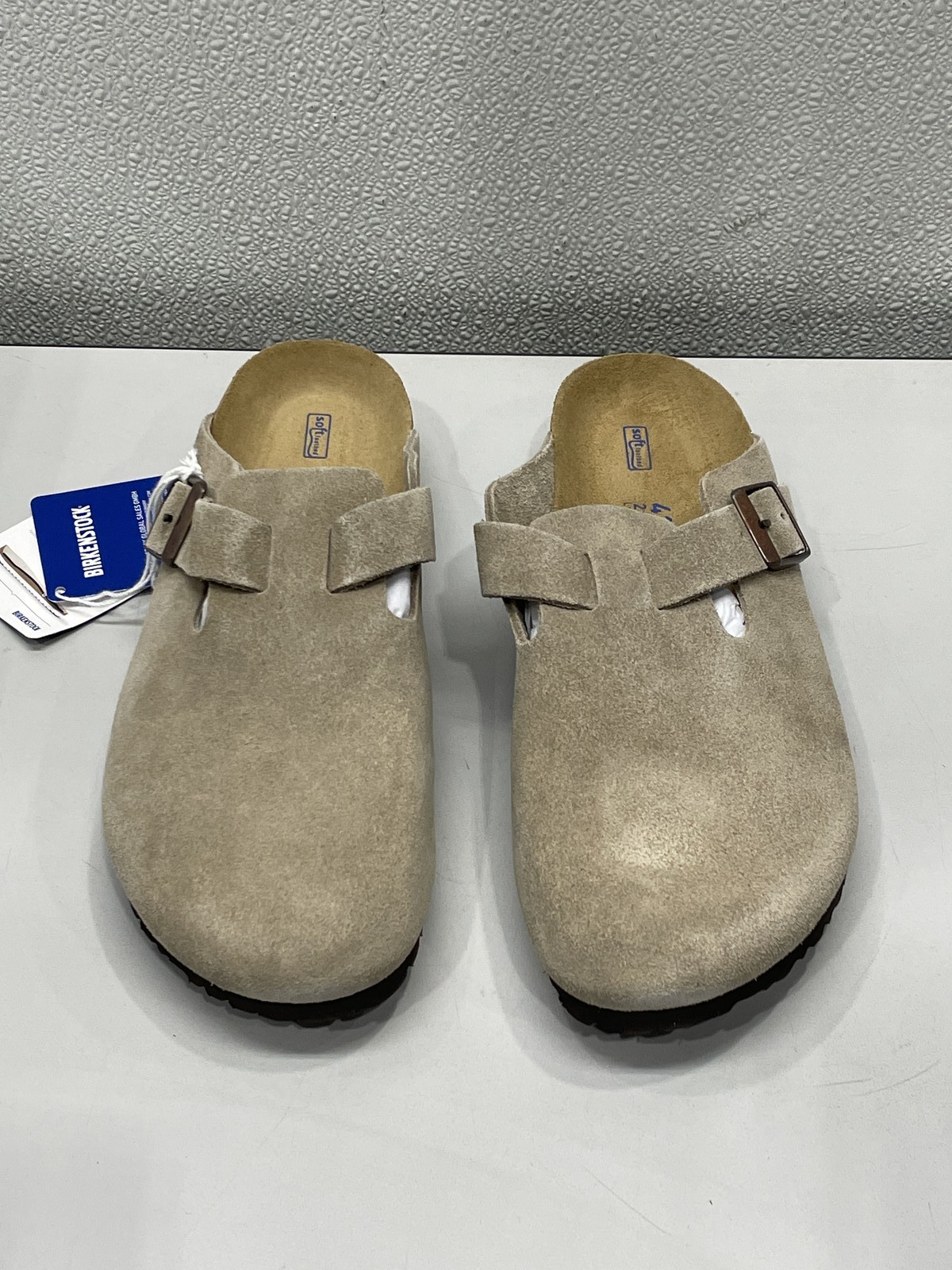 Birkenstock Boston BS Unisex M8 W10 Taupe Suede Soft Bed Casual Slip On Clogs