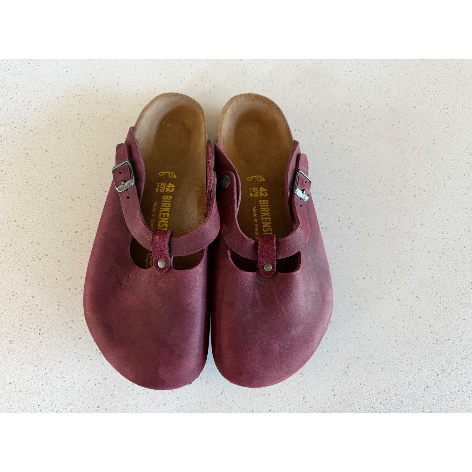 Birkenstock Boston Maroon Oiled Leather Clogs Shoes L11 M9 Germany