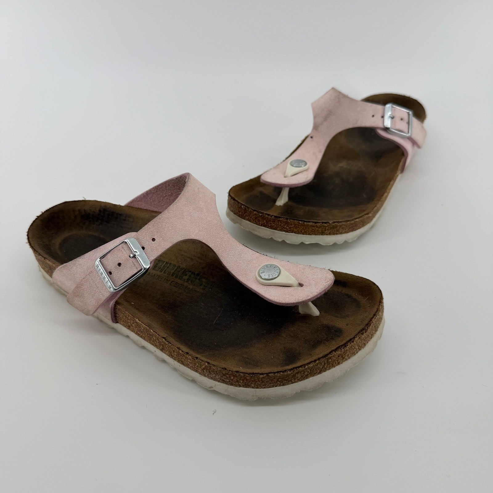 Birkenstock Gizeh Sandals Women 36 Pink Leather Thong T-Strap Cork Footbed Boho