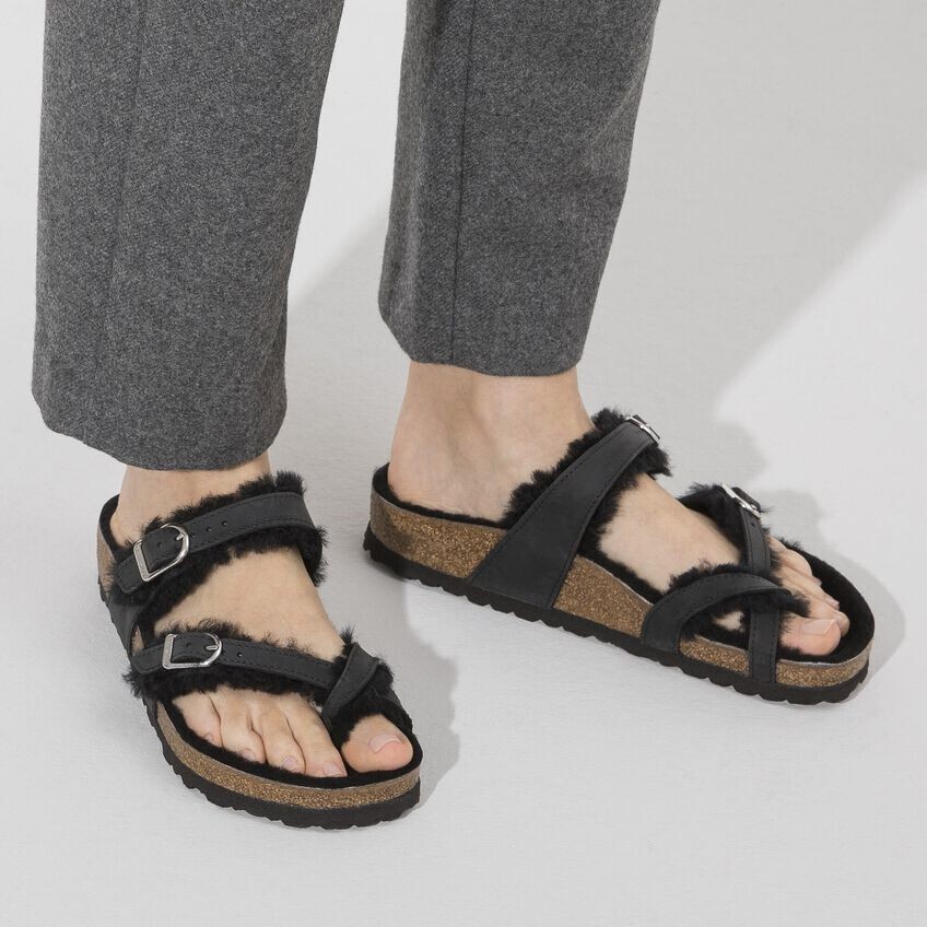 Birkenstock Mayari Shearling oiled leather black EU 36 US 5-5.5 regular/wide