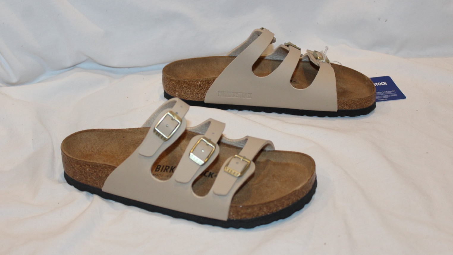 BIRKENSTOCK WOMEN’S FLORIDA LEATHER SANDALS SANDCASTLE EU 38 REGULAR