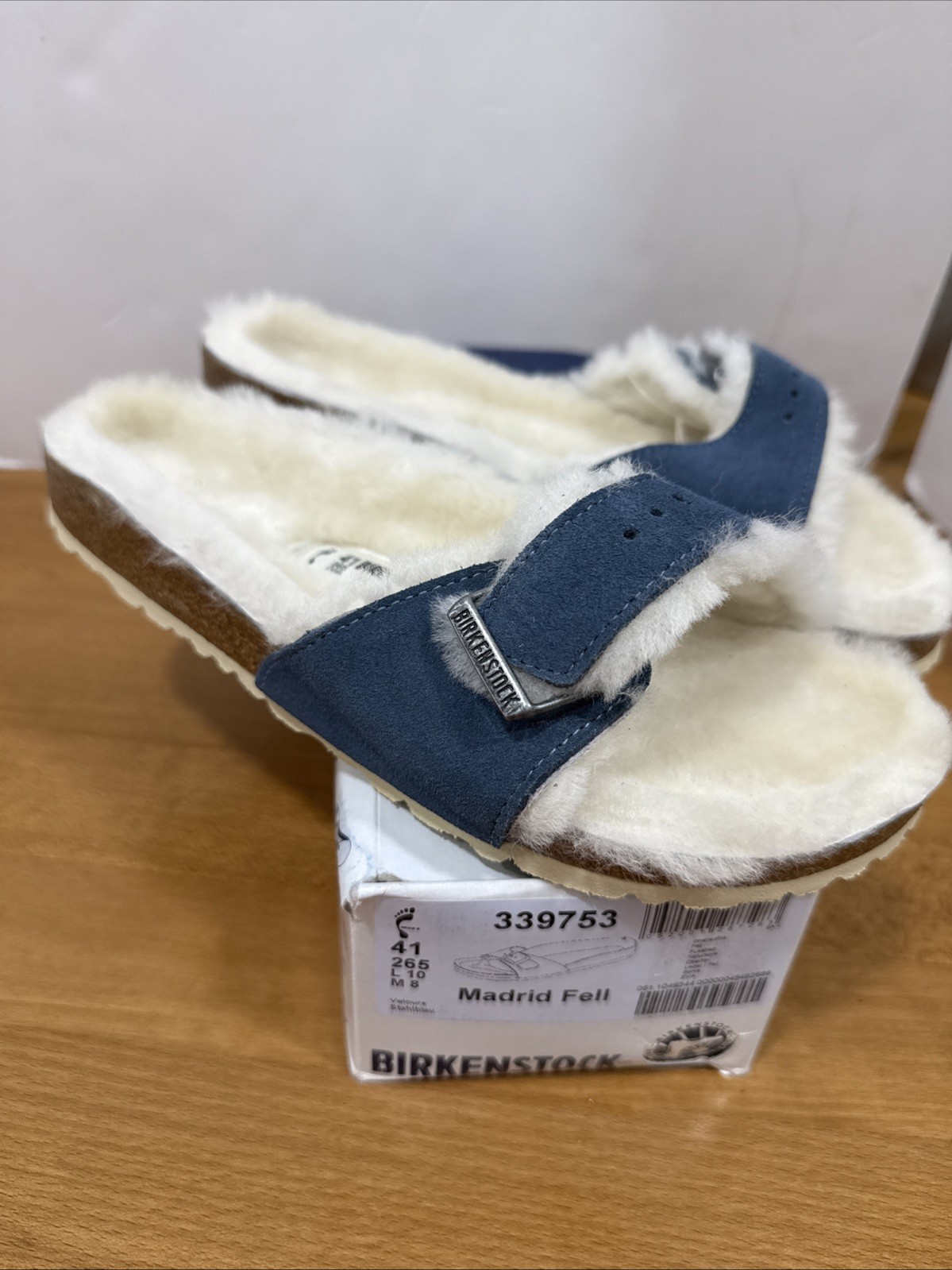 NEW Birkenstock Madrid Fell Sandals Fur Womens Sz EU 41 US 10 Narrow Fit 339753