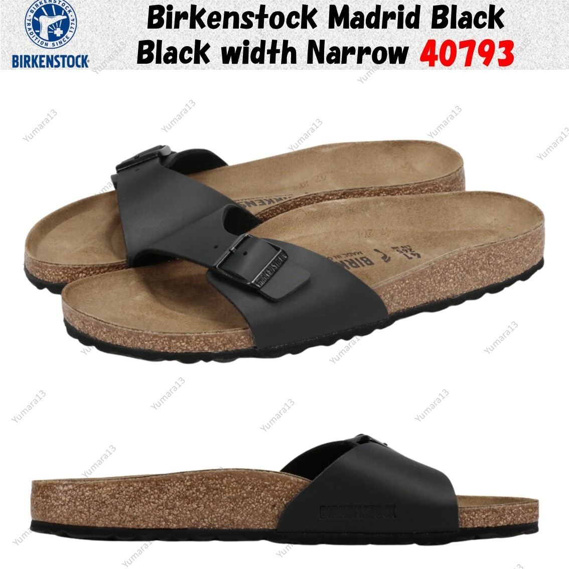Birkenstock Madrid Black Black width Narrow 40793 Unisex Size