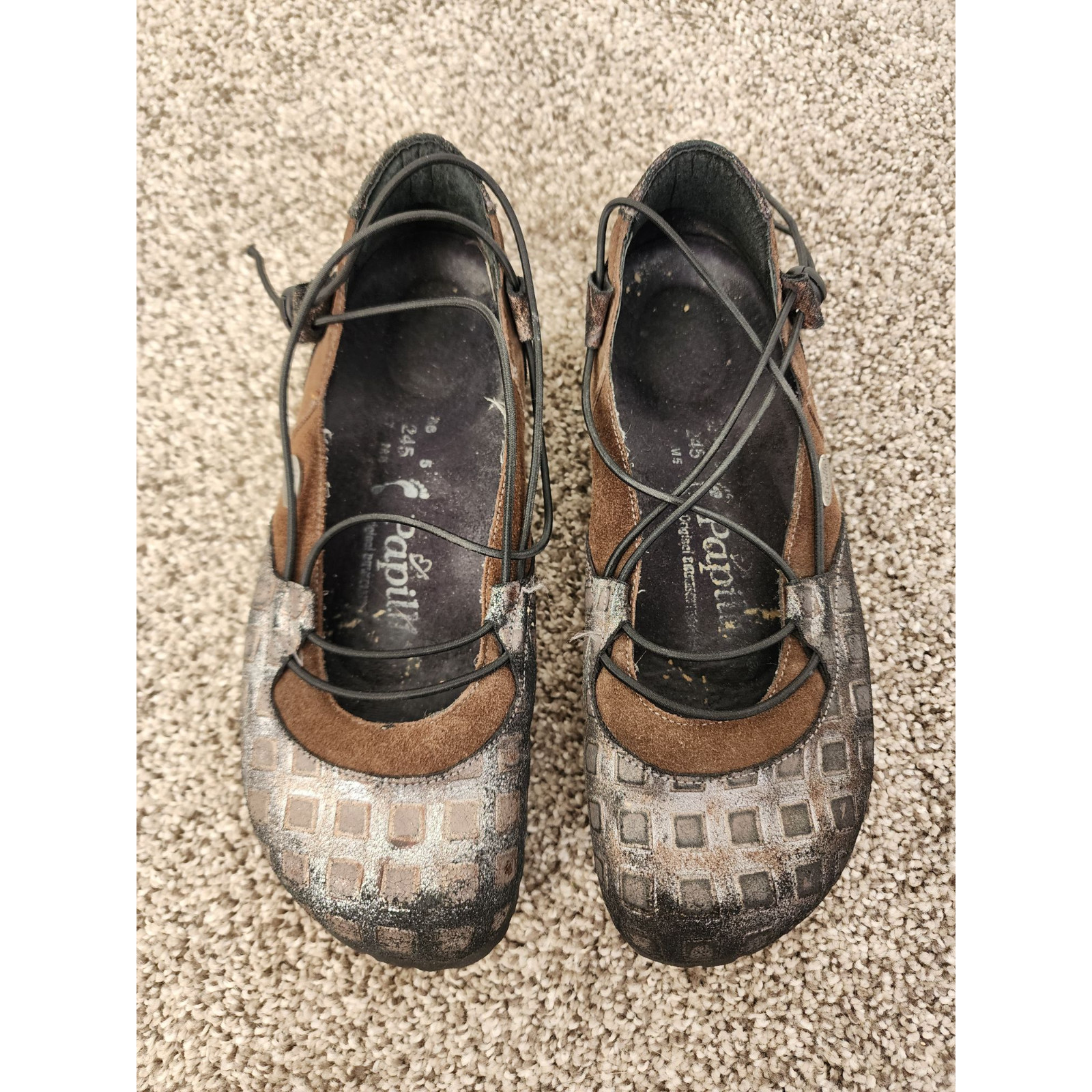 Birkenstock Papillio Yale brown black flats 38 7/7.5