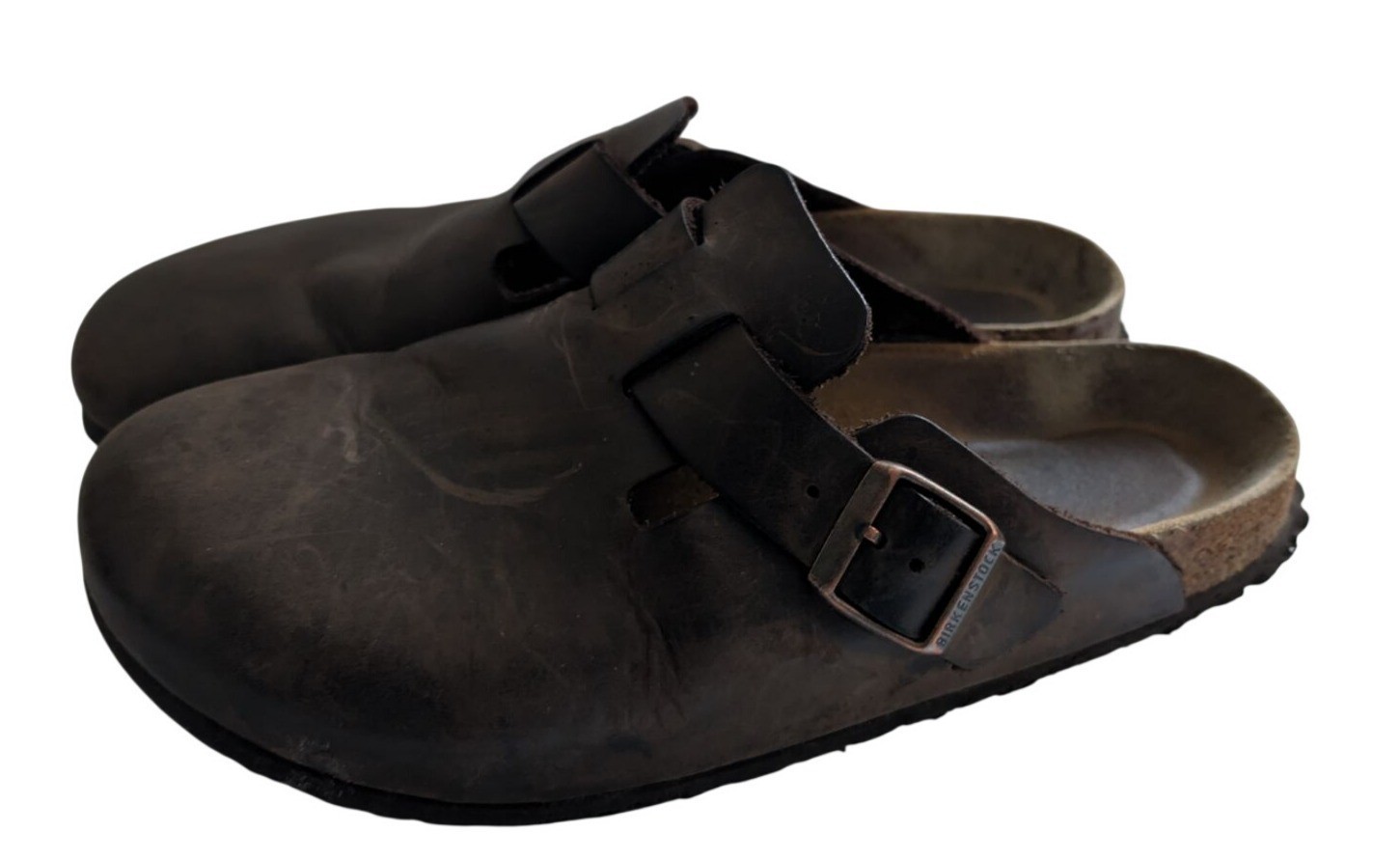 Birkenstock Boston Clogs 41 M8 W10 Habana Brown Leather Soft Footbed Mules