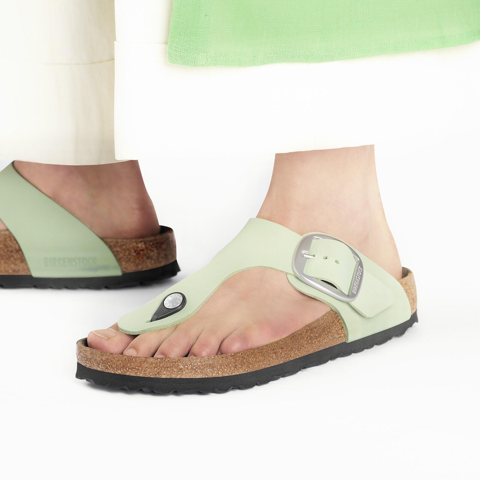 Birkenstock Gizeh Big Buckle Thong Sandal Faded Lime Leather EU 39 US 8- 8.5 W
