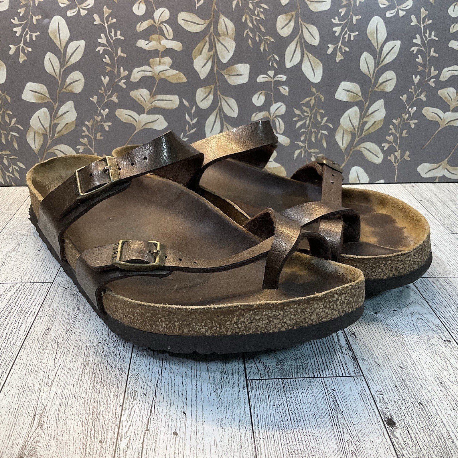BIRKENSTOCK Mayari Golden Brown Birko-Flor Sandals Women’s US 9 EU 40