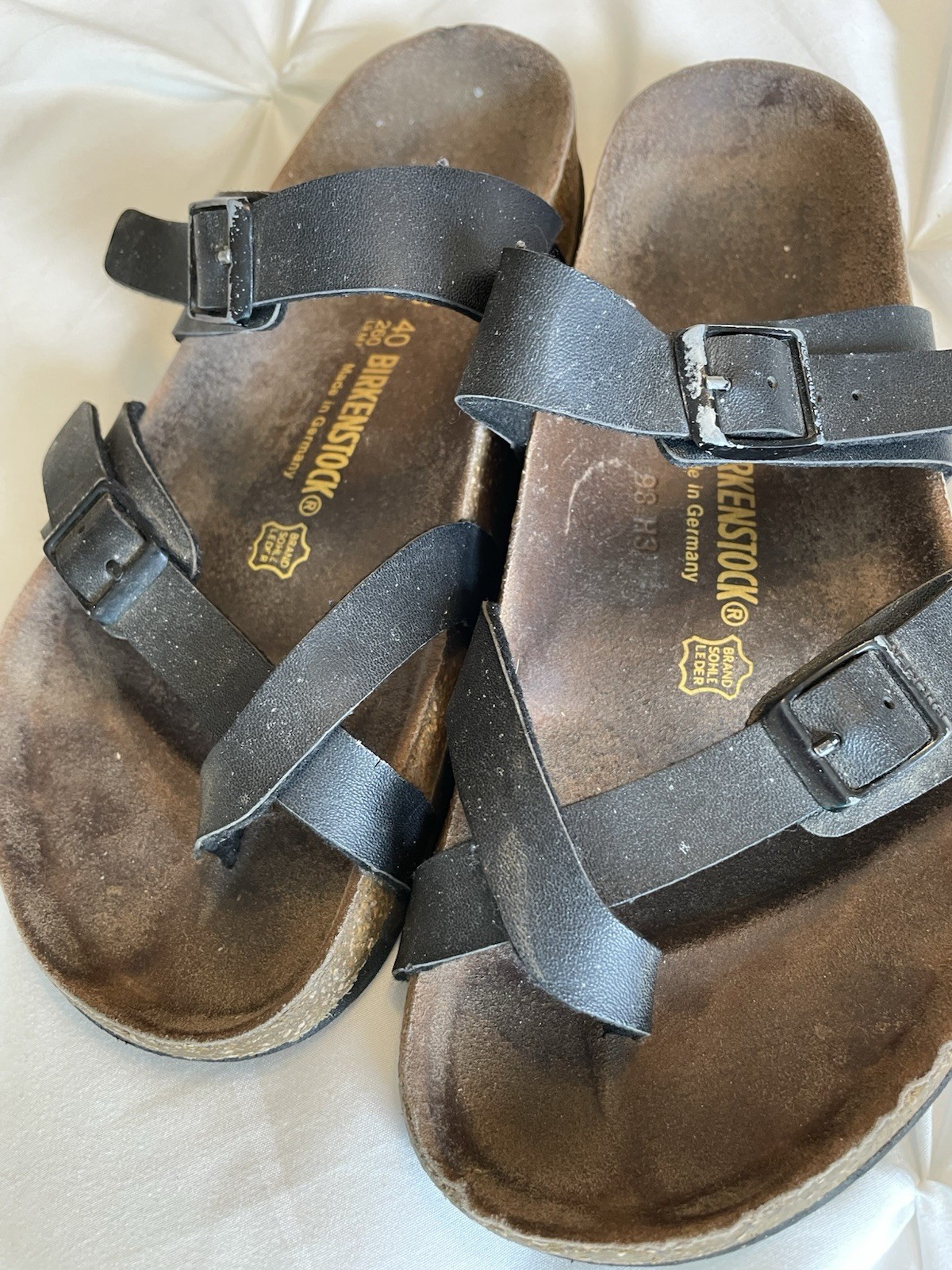 Birkenstock EU 40 Mayari Black Leather Toe Loop Sandals US L-9  M-7