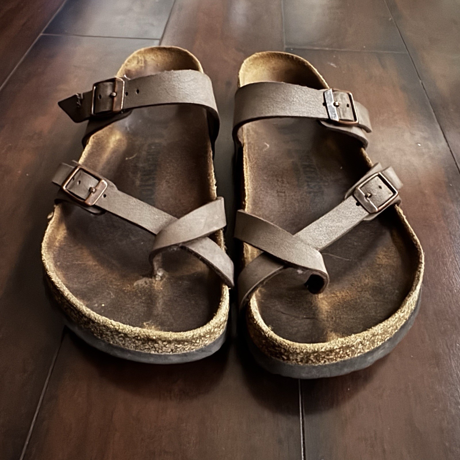 BIRKENSTOCK MAYARI SANDALS MOCHA BIRKO FLOR STRAPS Women’s Sz 37 7 Good Cond