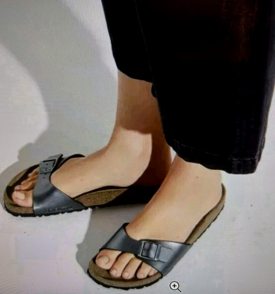 New Birkenstock Women’s Madrid Metallic Black Buckle Slide Sandals sz 41EU/10US
