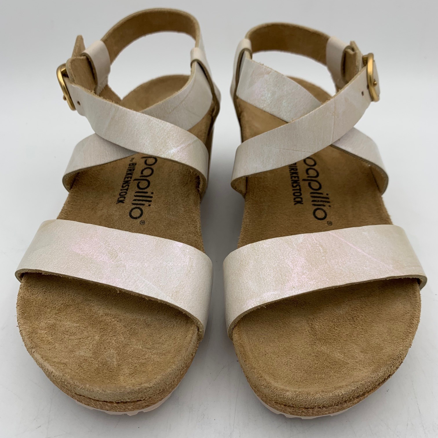 Birkenstock New w/o Box Papillio Sibyl Ring-Buckle Metallic Silver Nubuck Reg