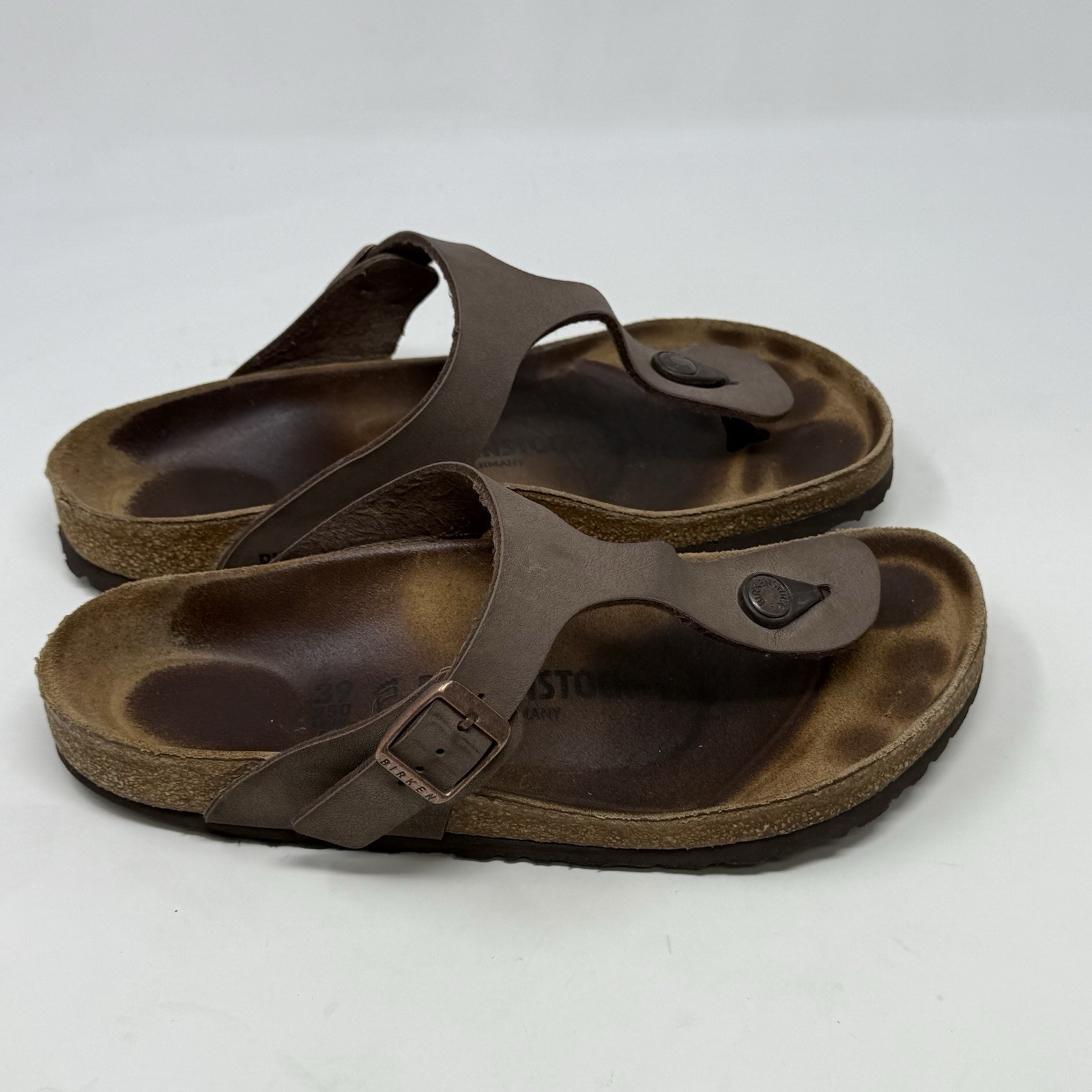 Birkenstock Gizeh Sandals Womens 8 EU 39 Brown Leather Thong Comfort Casual
