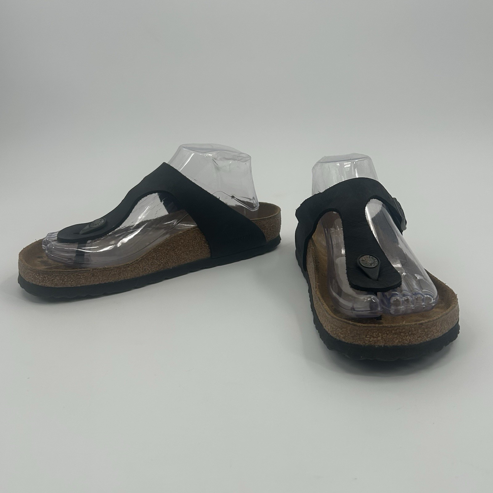 BIRKENSTOCK Gizeh Black Birko Flor Thong Sandal Shoe Toe Post Sz 8 Fast Shipping