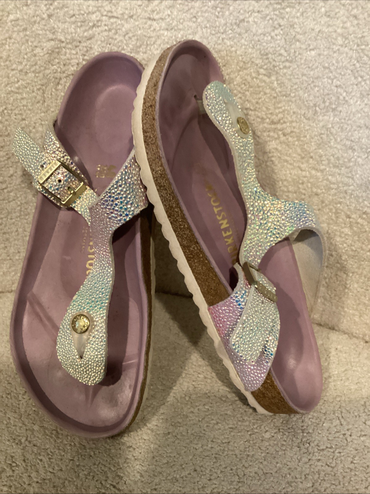 Birkenstock “Gizeh” Python Sandal Metallic Iridescent Reptile EUC Sz 40 / 9 Reg