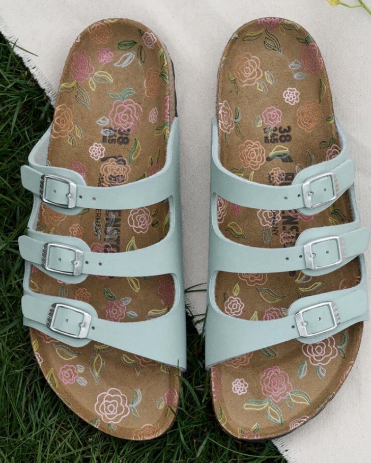 Birkenstock Florida flower print footbed pure sage Birko-Flor 8-8.5W / 39R