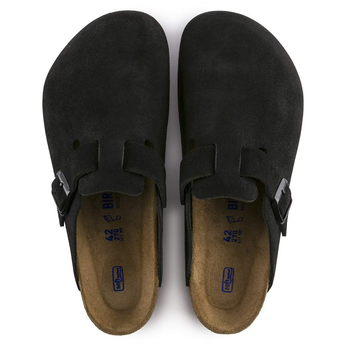 Birkenstock Boston 0660471- Black Suede Leather Womens 6.5