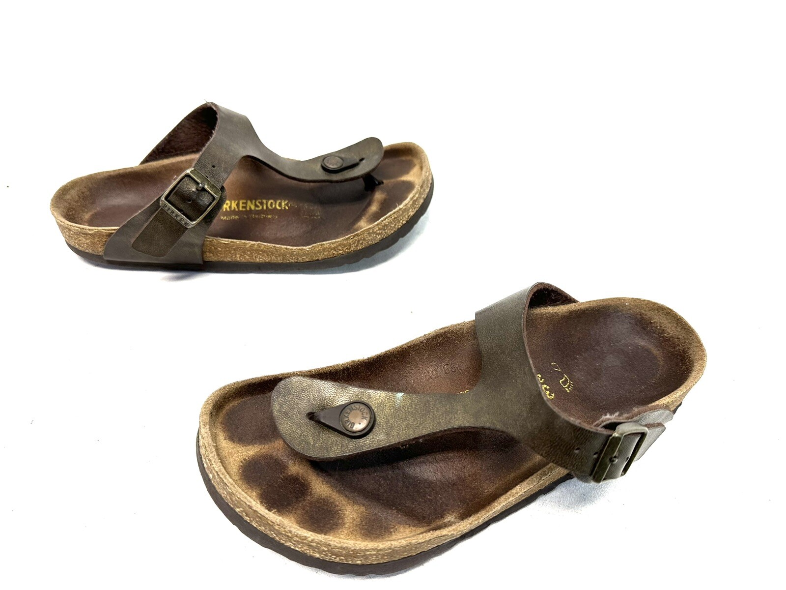 BIRKENSTOCK GIZEH WOMENS 37 USA 6 Bronze BROWN LEATHER THONG SANDALS