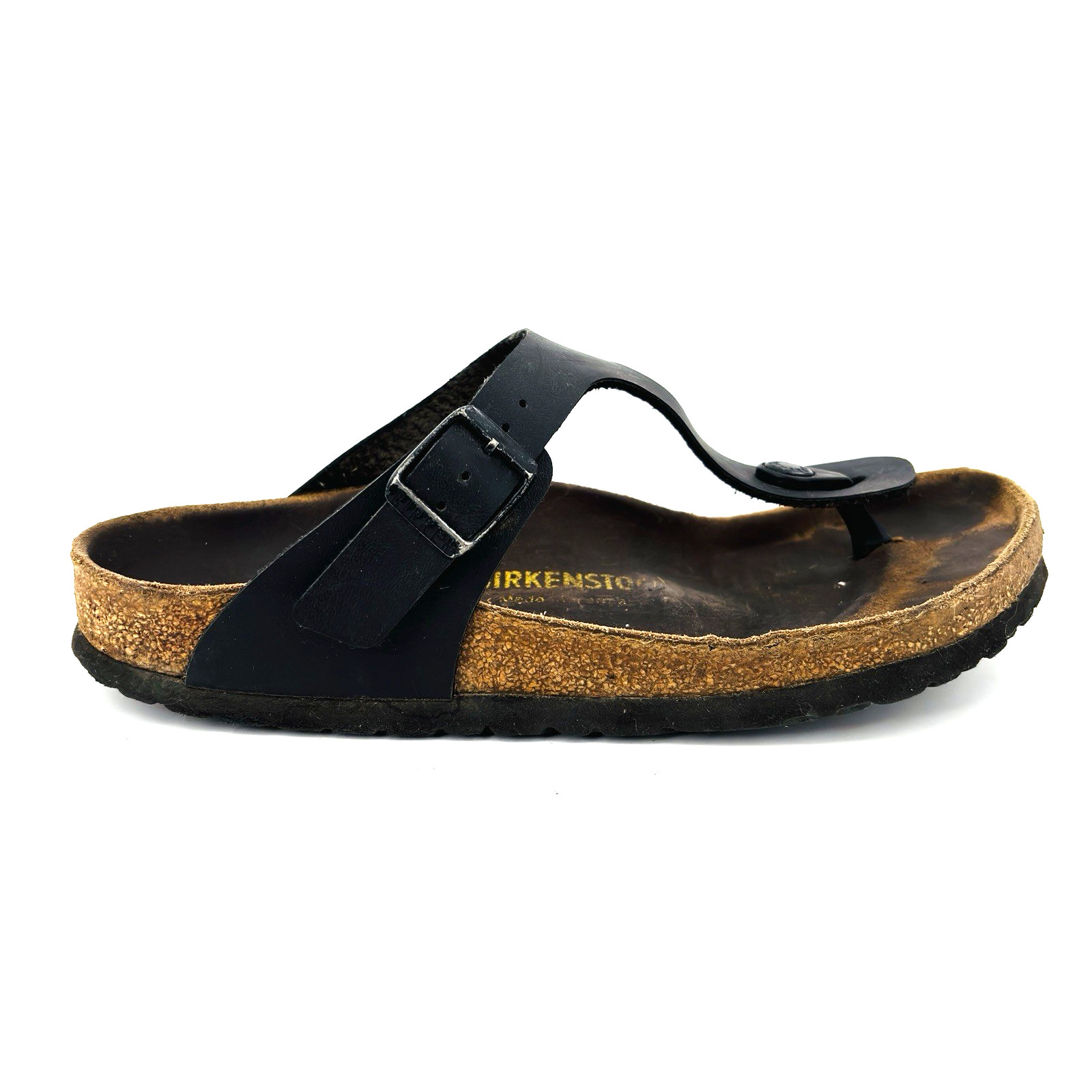 Womens 6 37 Regular Birkenstock Gizeh Birko Flor Black Thong Sandals Shoes