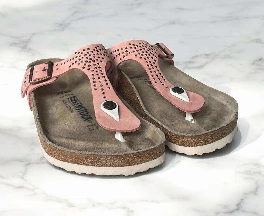 Birkenstock Women’s Gizeh Thong Slide Sandals Crafted Rivets Pink 38 (7-7.5 US)