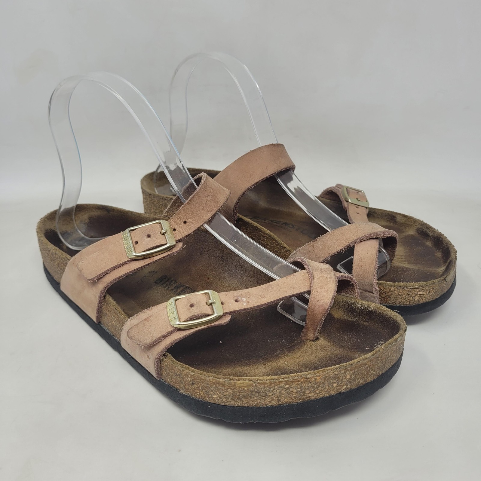 Birkenstock Mayari Sandals EU39 US8.5 Pink Nubuck Slip On Comfort Slides Flat