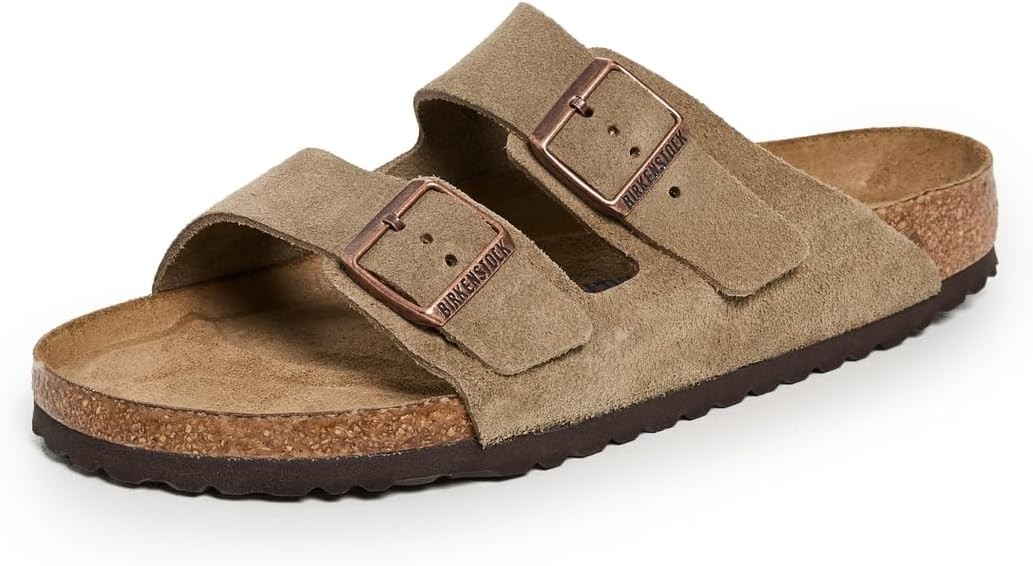 Birkenstock Arizona Soft Footbed Sandals – Taupe Suede, White Outsole