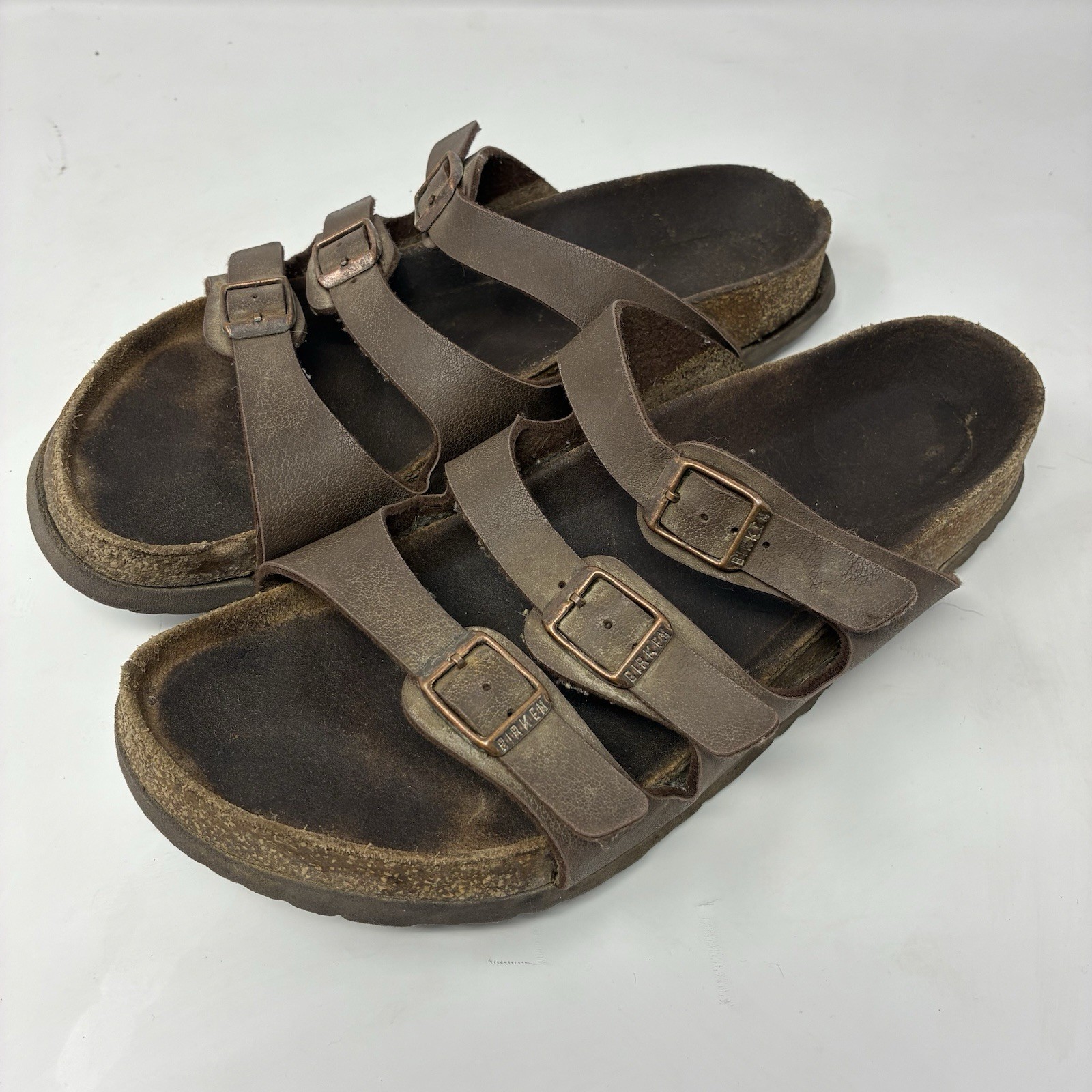 Women’s Birkenstock Florida Triple Strap Buckle Sandals Brown Size EUR 41 US 10