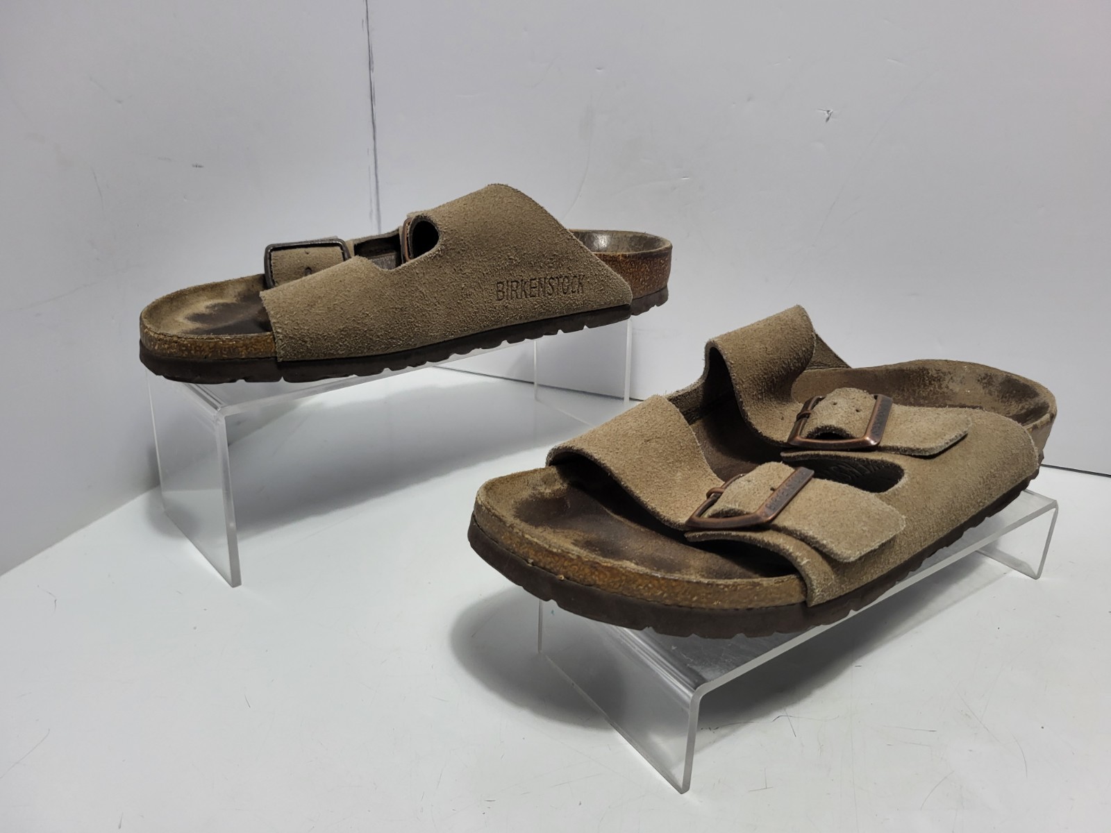 Birkenstock Florida Brown Leather Sandals 3 Strap Soft Footbed 38 US L7-M5