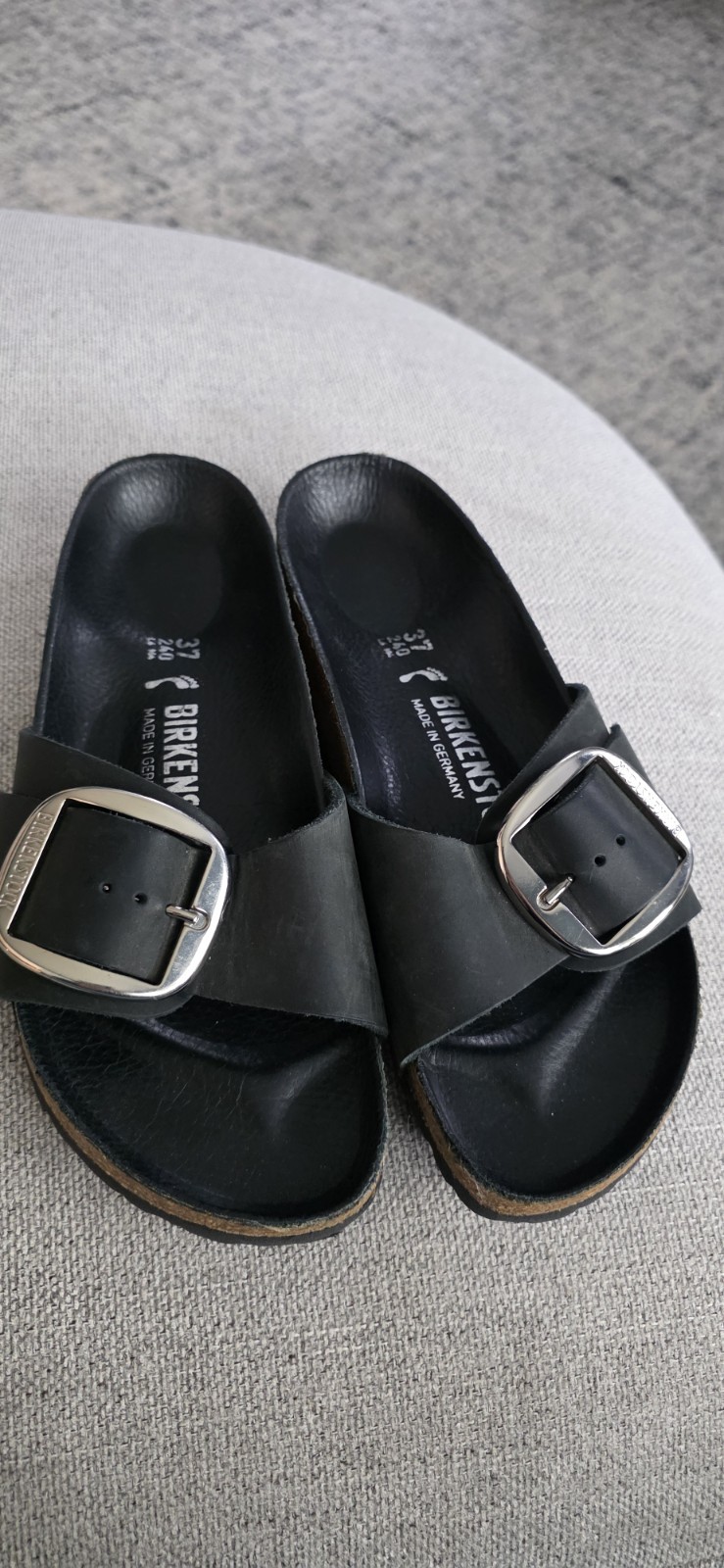 Black Birkenstock Madrid Big Buckle Sandals size 37