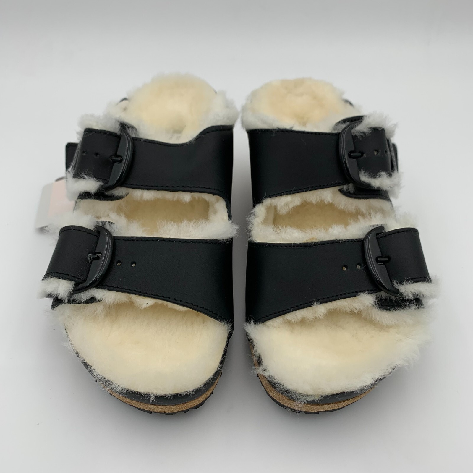 Birkenstock New w/o Box Pap Nora Big Buckle Black/Shearling Eggshell Leather Nar