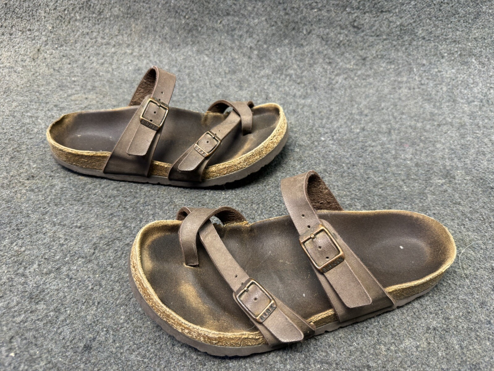 Birkenstock Mayari  Brown Birko-Flor Slide Thong Sandal size 6 EU 37 Fast Ship