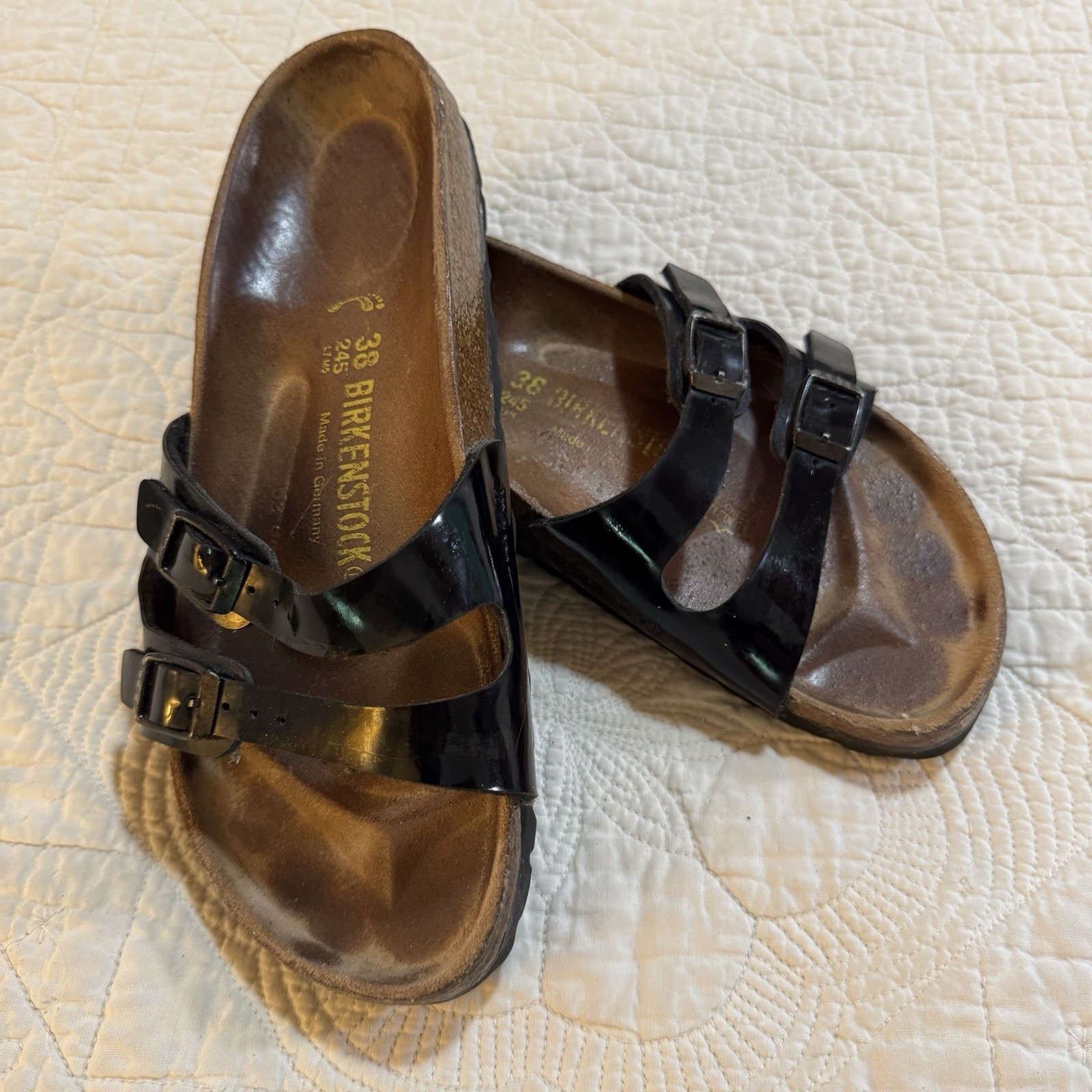 Birkenstock  Women’s  Black Florida 2 Strap Slide Sandals Size 38 B