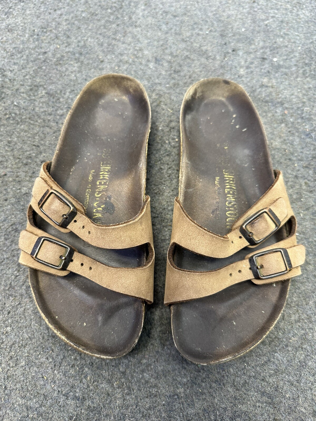 Birkenstock Florida 2 Strap Sandals Leather Sand Beach Nubuck Flip Flop 35 4.5/5