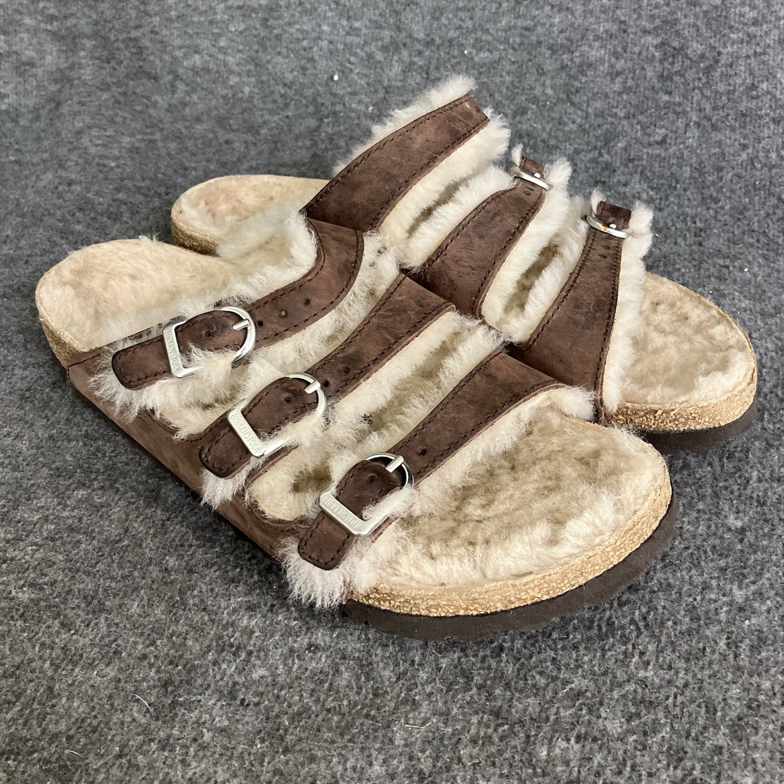 Birkenstock Florida Shearling 37 Women 6 -6.5 Oiled Leather Slide Sandals Habana