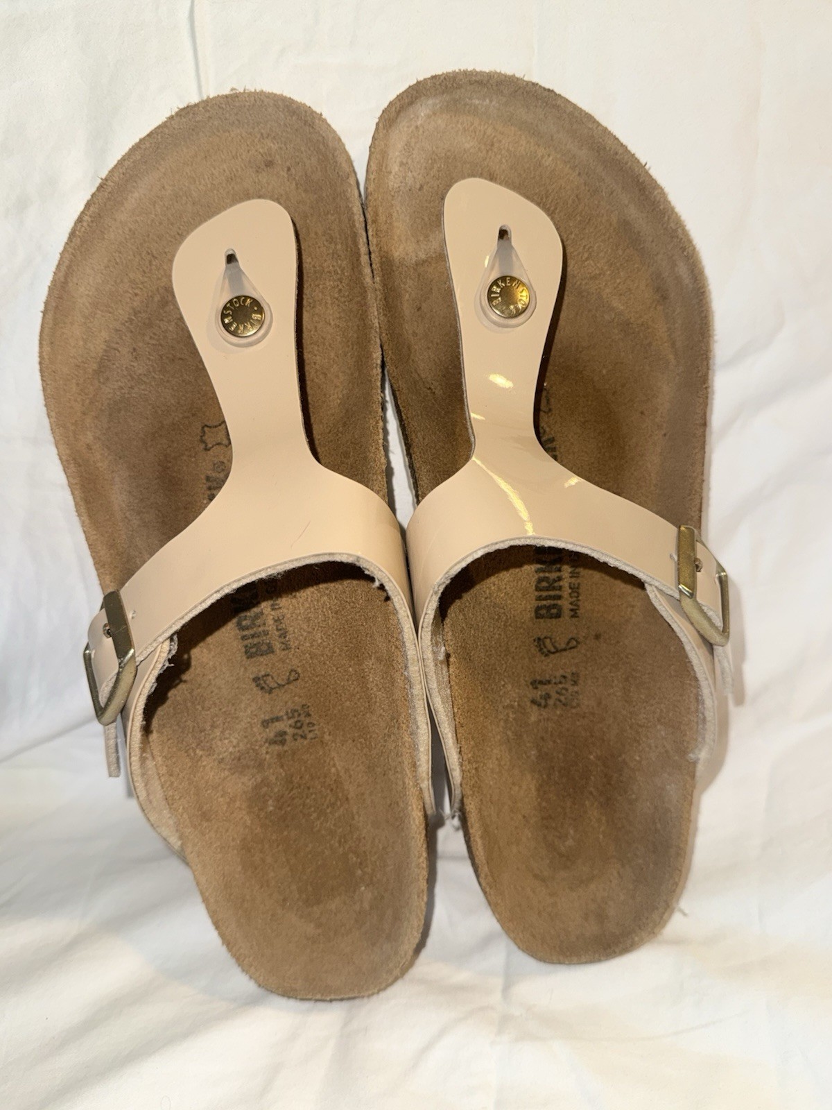 Birkenstock Gizeh Thong Sandals Sz10 Cream Leather Boho Hippie Festival Beach