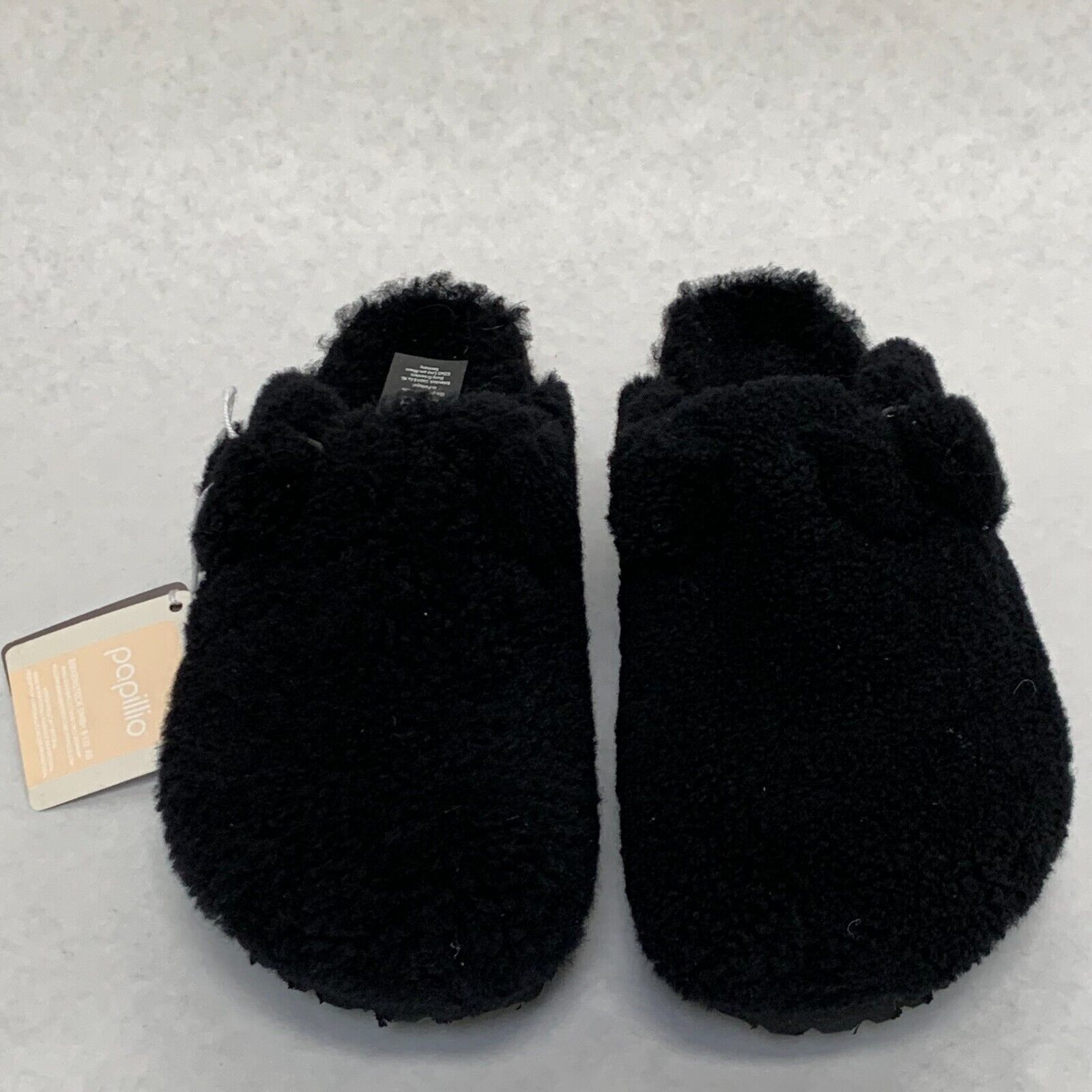 Birkenstock New w/ Box Boston Big Buckle PAP Teddy Black Shearling Narrow