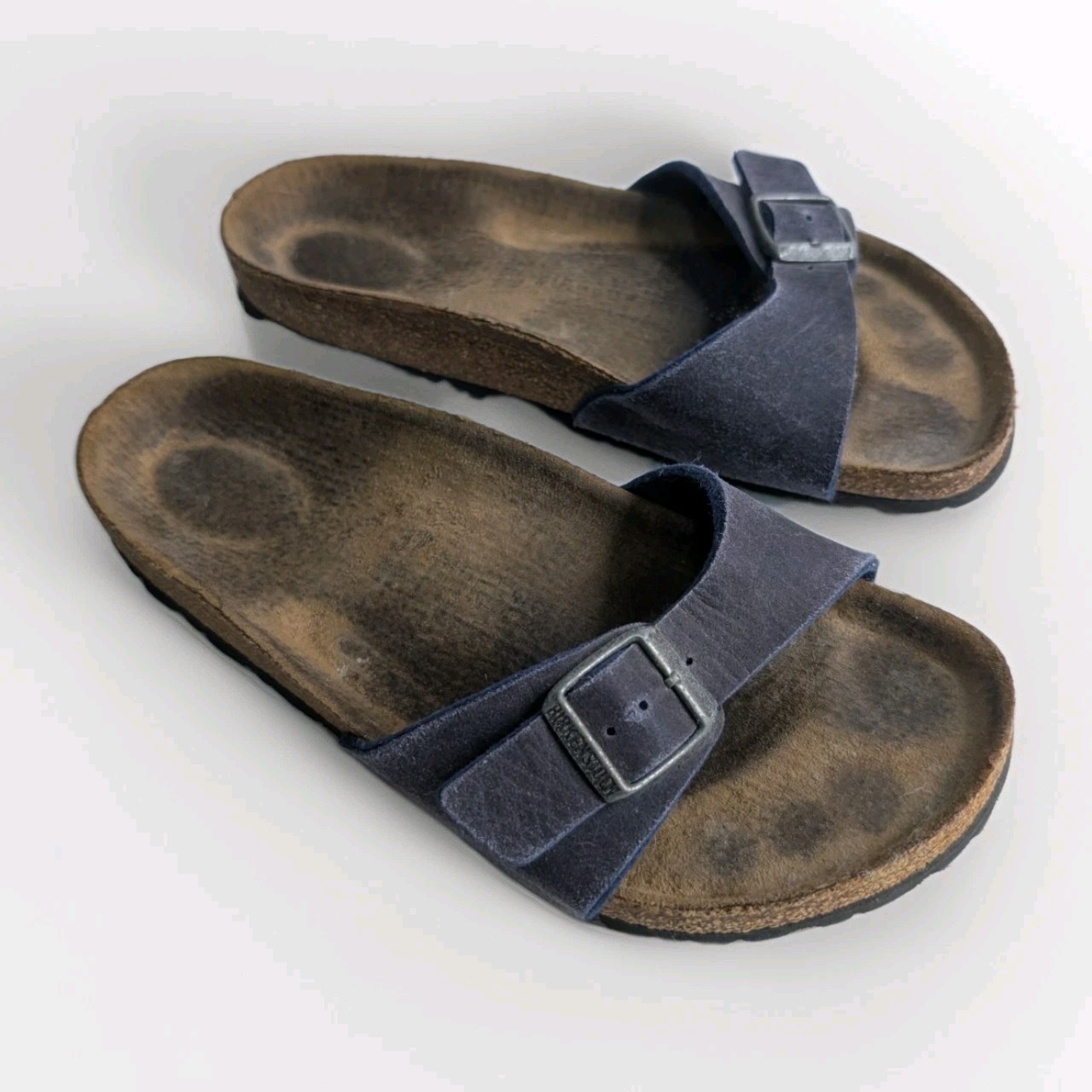 Birkenstock Madrid Sandals Womens Size EU 37 AU 6 Navy Blue Suede Slides Boho