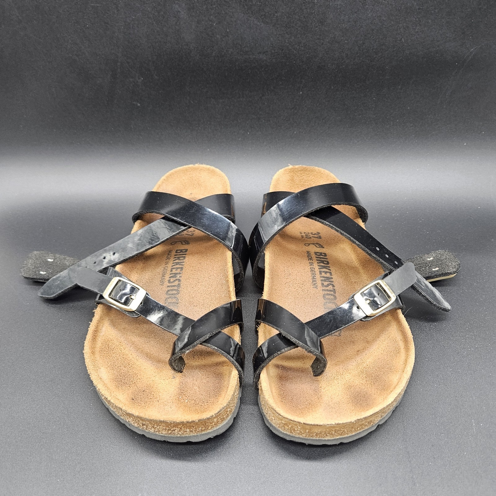 Birkenstock Mayari Womens Size 6.5 EU 37 Sandals Glossy Black Birko-Flor Patent