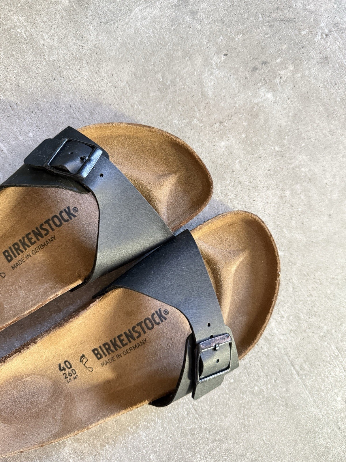 DDP Birkenstock Madrid Black Leather Sandals Size 40